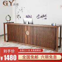 New Chinese style solid wood cashier Teahouse bar counter Retro style Hotel health hall Front desk Restaurant reception desk counter table