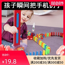 Color dominoes small train Electric automatic licensing delivery car Childrens puzzle boy female building block toy