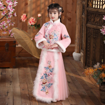 Tang costume children's Chinese New Year Chinese clothing girls autumn and winter clothing thickened girls Chinese style ancient costume New Year clothing baby New Year clothing