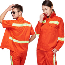 Summer sanitation work clothes suit Cleaning clothes Reflective strip Labor protection clothing Garden municipal engineering clothing thin section
