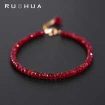 Jowha Jewelry Polenta Pigeon Blood Red Gem Bracelet Women 18K Gold Color Treasure Hand Strings Beads Jewelry Gifts