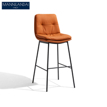 Nordic backrest leather bar chair home retro iron stool Net Red Bar Cafe modern simple bar chair