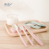  Foldable chopsticks fork mini set Travel portable telescopic spoon three-piece outdoor childrens picnic tableware