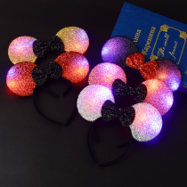 Luminous gold silk Mickey Korean version bow hair band concert props Micro-commercial push scan code childrens toys supply