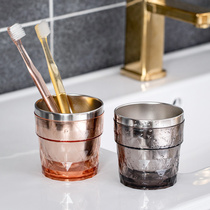 Japanese mouthwash Cup brushing Cup household stainless steel simple children wash cup tooth cylinder couple toothbrush cup set