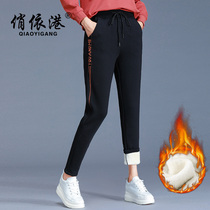 Gush sports pants female autumn and winter loose thickened lamb suede casual wear pants fashion high waist conspiculy slim-foot cotton pants