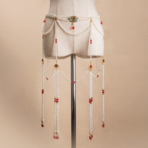(Luo months) Hanfu waist chain tassel Pearl ying luo Tan ling qi Thoracolumbar ru qun waist accessories antique Terminalia chebula Retz skirt