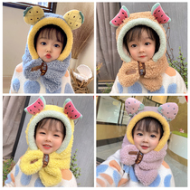 Childrens hats scarves boys and girls infants and young children with velvet thickened cute super cute cap cap