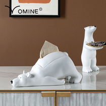Nordic creative polar bear tissue box ornaments home living room coffee table table drawing Box storage decorations