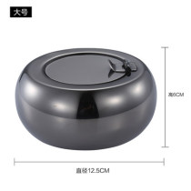 Windproof Lady drum sealed cigarette stainless steel ashtray round household cover to send friends portable atmosphere