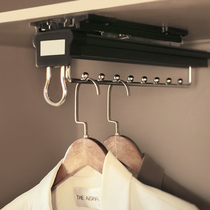 Shallow wardrobe vertical longitudinal clothes hanger top clothes through wardrobe telescopic clothes hanger cross bar clothes hanger hardware accessories