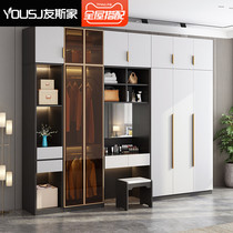 Wardrobe Home Bedroom Luxury Solid Wood Cabinet Modern Simple with Dresser One Large Wardrobe Storage Locker