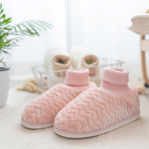 Moon shoes high-help pregnant womens shoes original winter new products non-slip soft soles home warm knitted cotton tow