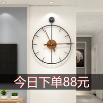 Watch wall clock Living room light luxury modern simple household fashion creative decoration round clock hanging wall hanging clock lamp