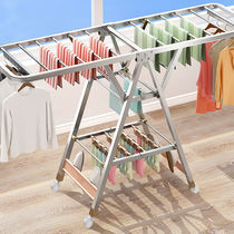 Stainless steel floor-to-ceiling clothes rack Bedroom balcony can be used folding household baby clothes drying quilt shelf