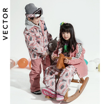 VECTOR Children's Ski Suit Girls Cold and Warm Two-sided Printed Jacket Single Board Double Board Boys Ski Equipment