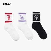 MLB official mens and womens socks three pairs of multi-color fashion mid-stockings wild 21 Autumn New SOMA1