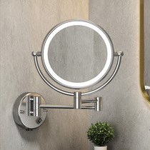 Bathroom Makeup Mirror Perforated led with lamp Enlarged Comb Makeup Mirror Foldable Flex Hotel Toilet Wall-mounted