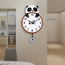 Cute cartoon panda wall clock free hole childrens guest hall home wall clock Bedroom silent clock hanging watch