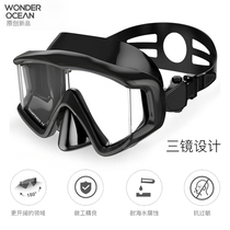 2021 New diving mask Scuba diving snorkeling Sambo set Mask Professional equipment Three windows large field of view