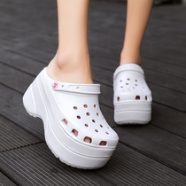 Song cake hole shoes womens summer Korean version of two cool slippers increased thick-soled wedge shoes non-slip Baotou birds nest beach shoes