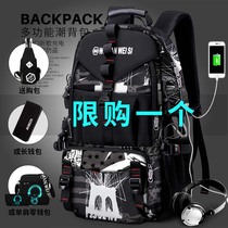 Backpack Mens shoulder bag personality casual Large capacity multi-functional junior high school student school bag fashion trend travel