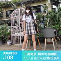 jk uniform skirt genuine suit Full set of summer original grid skirt Japanese college style suit Womens summer school uniform pleated skirt