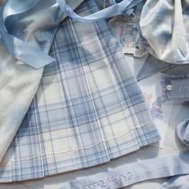 Kasuga (dark blue cat) tabby cat co-name partner original blue grid skirt jk uniform Orthodox girl pleated