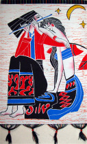 Batik double-layer printing and dyeing painting Miao painting Guizhou thick ethnic wall hanging characteristic decoration minority batik