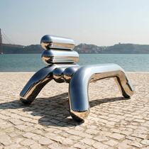Creative GRP Gold Plated Tubular Casual Chair Ideostyle Individuality Deckchair Bedroom Living Room Light Extravagant Designer Short Bench