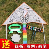 Diy kite childrens hand coloring painting teaching production material package blank coloring line draft send brush paint