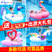 Oversized Flamingo unicorn swimming ring adult water toy children inflatable Mount floating row Net red floating bed