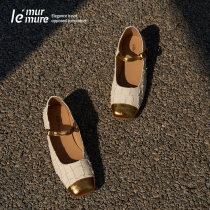 Le Murmure Italy Handmade Cow Leather Collage Egyptian Gold Designer Retro Mary Precious Shoes