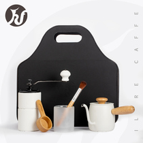 IL RECAFFE mini hand punch coffee maker combination set hand grinder coffee cup gift box Black and White