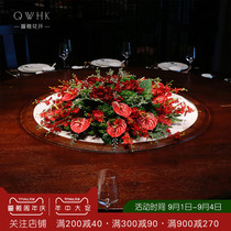  Chinese dining table flower ornament round table decoration floral decoration Hotel restaurant turntable desktop fake flower simulation flower decoration