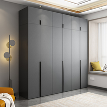 Light luxury modern minimalist wardrobe home bedroom swing door combination minimalist economy cabinet black six-door wardrobe
