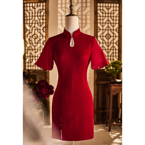 Летнее вечернее платье, красное свадебное платье, ципао, подходит для подростков