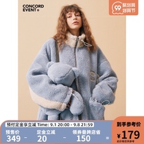 CONCORDEVENT autumn and winter couples dress country Tide brand bear backpack lamb cashmere jacket men Teddy wool coat