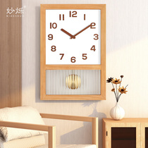 Creative Fashion Light Extravaganza Modern Minimalist Swing Day Style Retro Wall-mounted Bell Solid Wood Living Room Home Nordic Clock Table