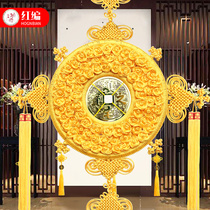 Pure yellow Chinese knot pendant Living room large hanging door upper middle small housewarming new home Chinese festival decoration golden yellow
