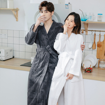 Hotel Bathrobes Coral Suede Coral Suede Instant dry bath clothes Men and women Lovers All Season Sleeping Robes Spring Autumn Thickened Pyjamas