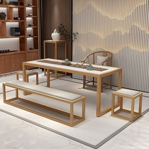 New Chinese table and chairs combination minimalist modern light luxury meditation Kung Fu Solid Wood Tea Table Iron Art Tea Table Tea Table