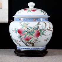 Ceramic storage jar storage rice tank rice barrel tea pot pickle kimchi altar 10 kg with lid home moisture-proof insect-proof