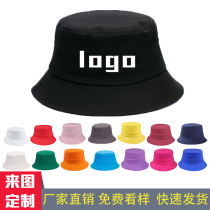 Student advertising travel fishermans hat custom cotton female children adult parent-child Embroidery printing round basin hat processing