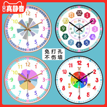 Early education learning wall clock silent education childrens room bedroom home classroom living room kindergarten student recognition table
