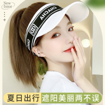 Wig Female long hair wig Hat one-piece fashion summer full headgear straight hair simulation human hair ponytail hat wig