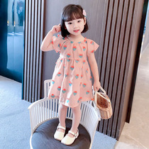 Girls  dresses Summer childrens foreign style thin female baby summer clothes pure cotton net red childrens fashion princess skirt