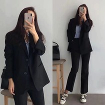  sandro moscoloni casual blazer womens Korean loose professional formal suit black small suit