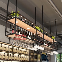 Bar hanger wine rack hanging shelf restaurant wall-mounted wine cabinet upside down red wine cup holder clean bar hanging cabinet