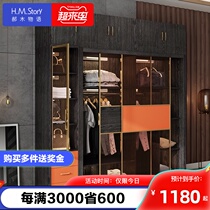  Light luxury glass sliding door wardrobe Simple modern assembly household bedroom cabinet sliding door sliding door large wardrobe